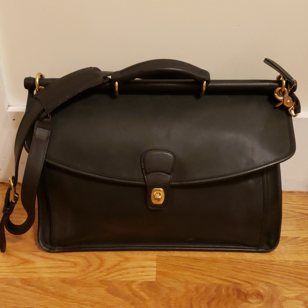 Black Coach Leather Vintage Briefcase Bag - Picture 1 of 6
